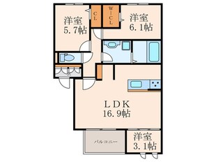 VILLA　TAKK　上到津の物件間取画像